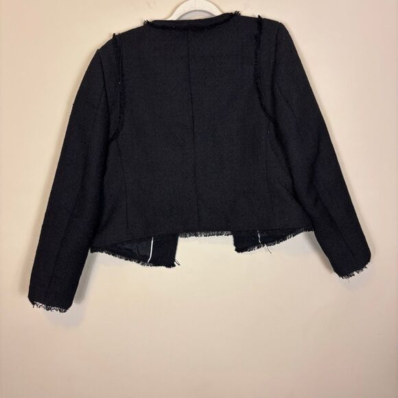 Banana Republic Black Tweed Open Cropped Blazer Jacket 14 - Picture 2 of 8